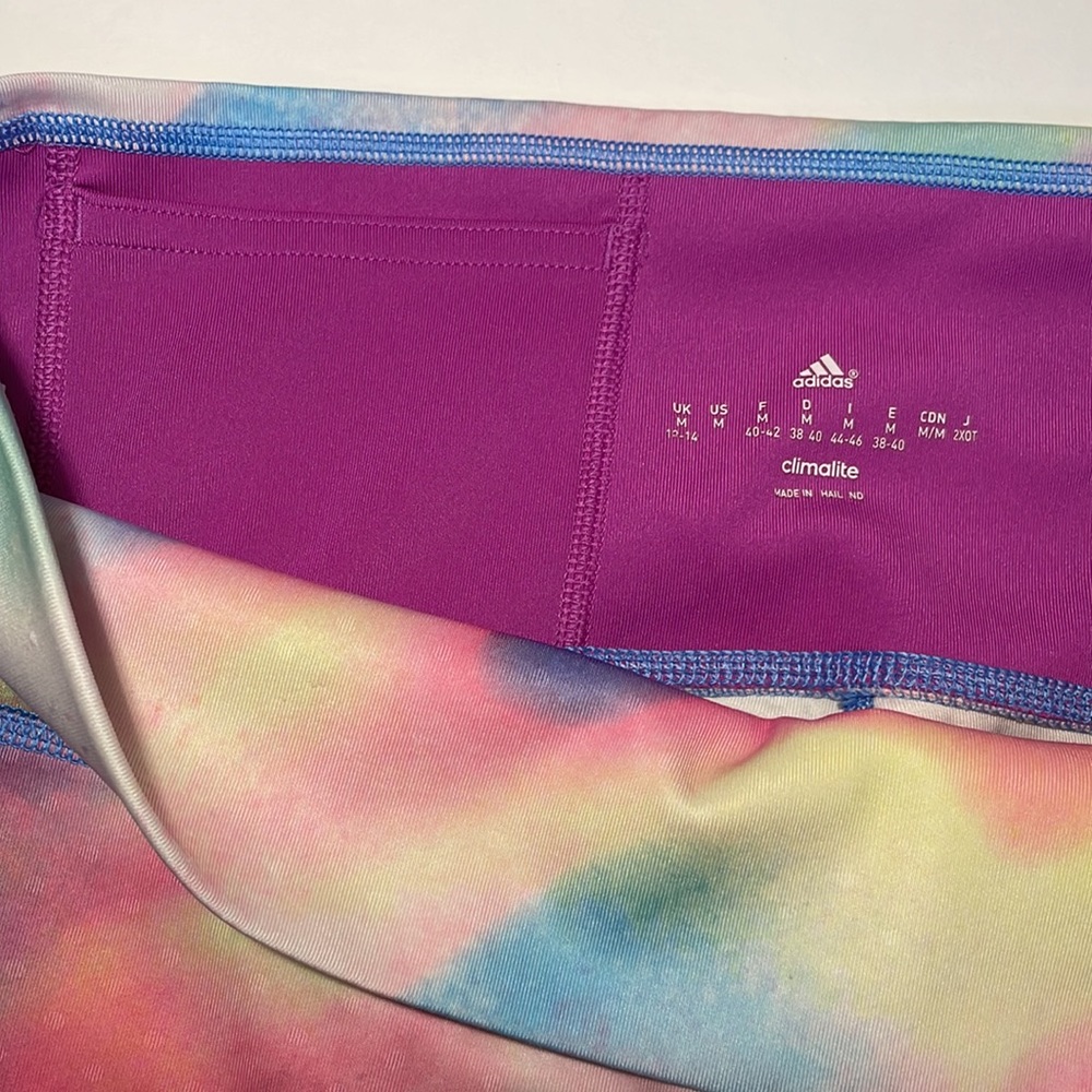 Adidas Climalite Cropped Leggings Size M Rainbow Watercolor - Picture 4 of 6